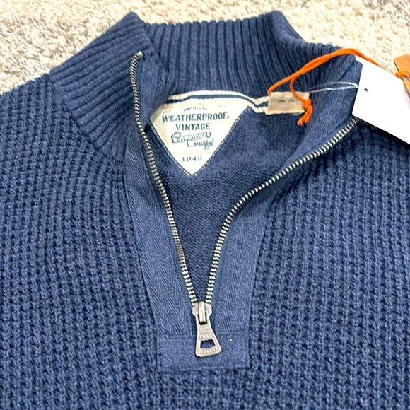 Men’s 1/4 zip down sweater navy blue new with tags size large - Picture 2 of 5